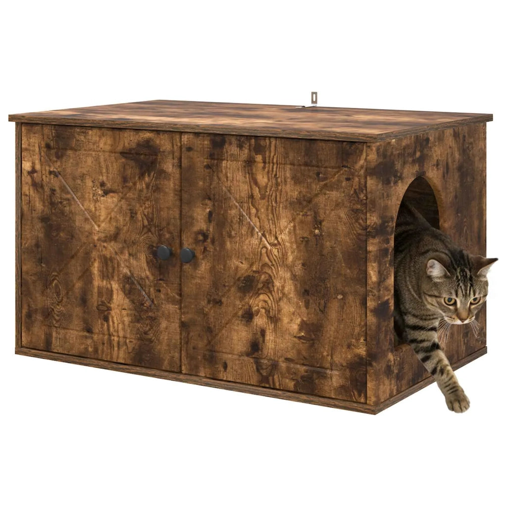 Casa per Gatti Rovere fumé 85 x 55 x 50 cm Legno multistrato