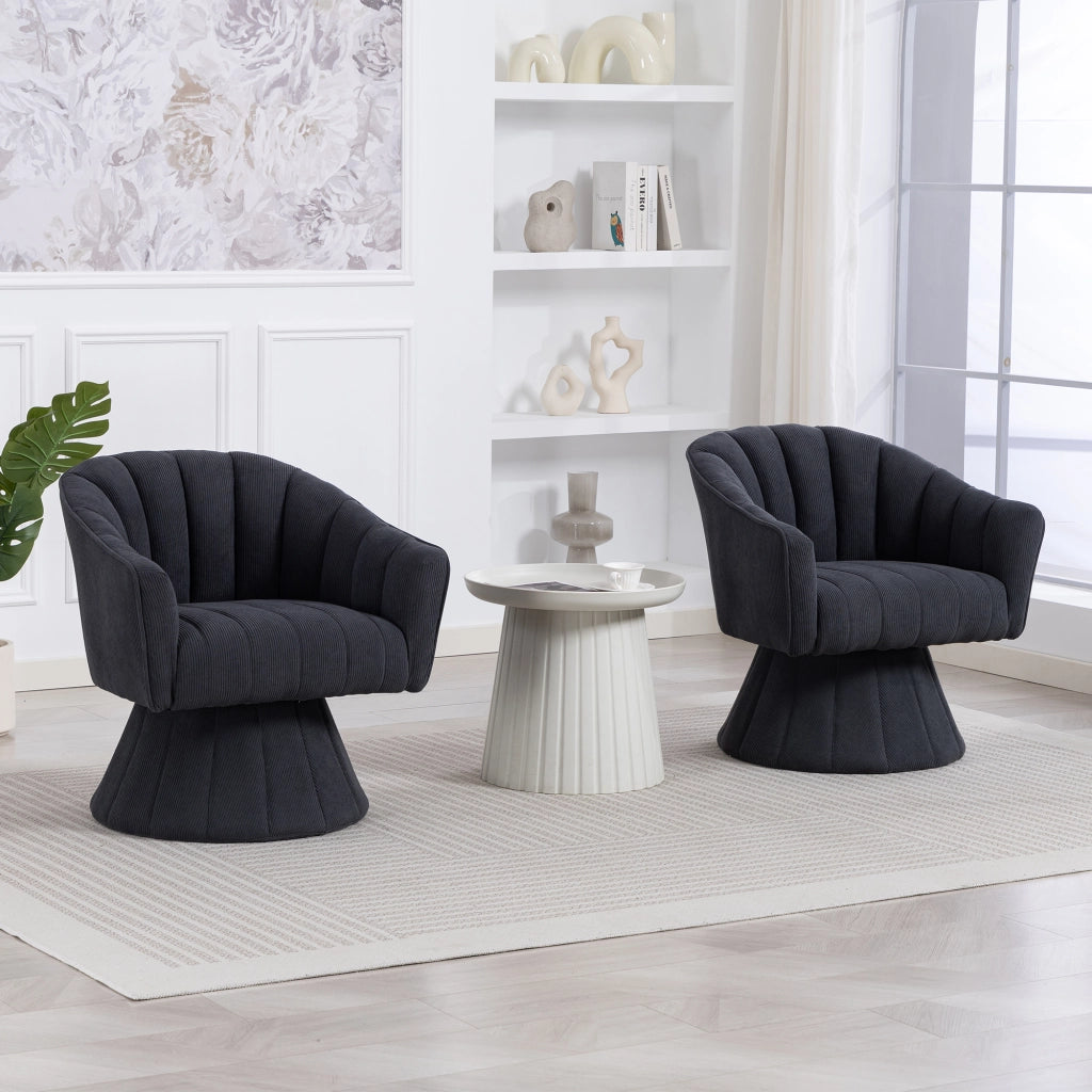 SEDIA Girevole 360° 70x66x72 cm in velluto a coste Grigio scuro