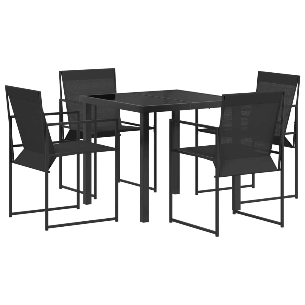 Set da Pranzo per Giardino 5 pcs Nero Textilene e Acciaio