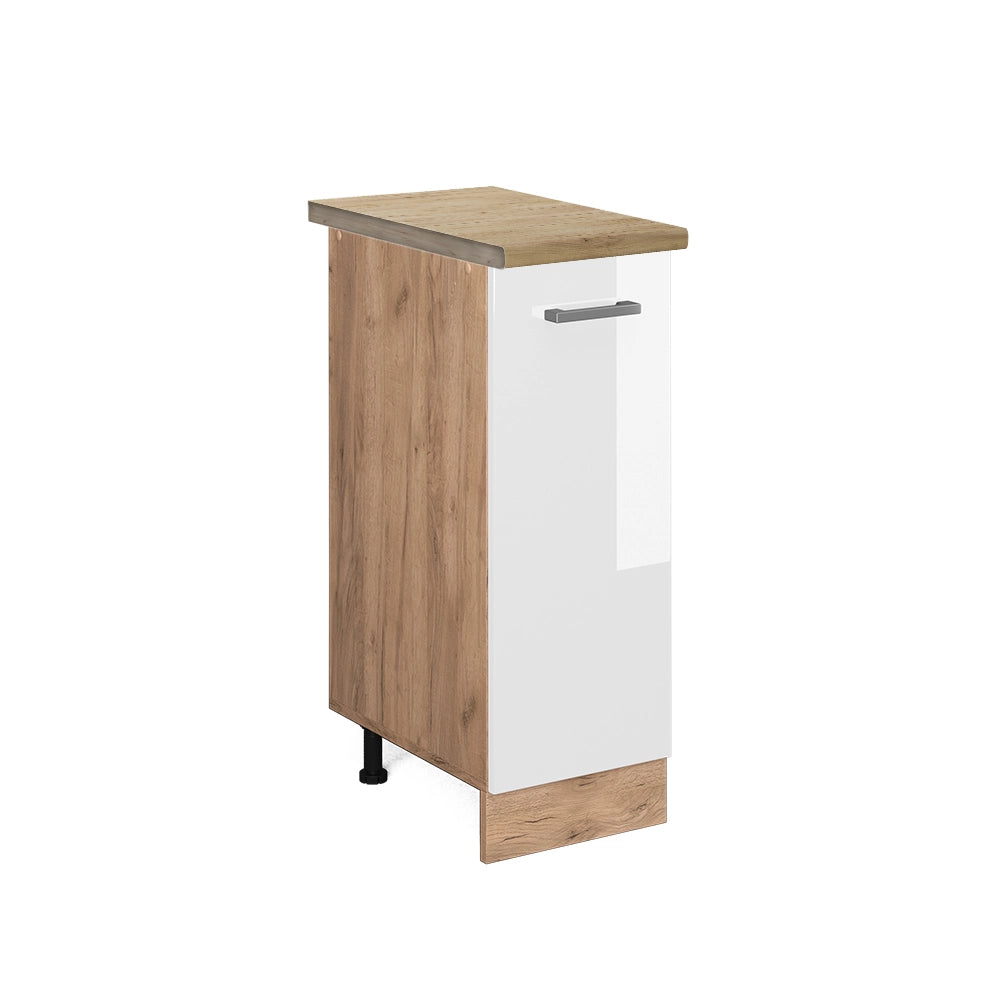Vicco Armadio cucina dispensa alto Bianco lucido 30 cm , PL Rovere