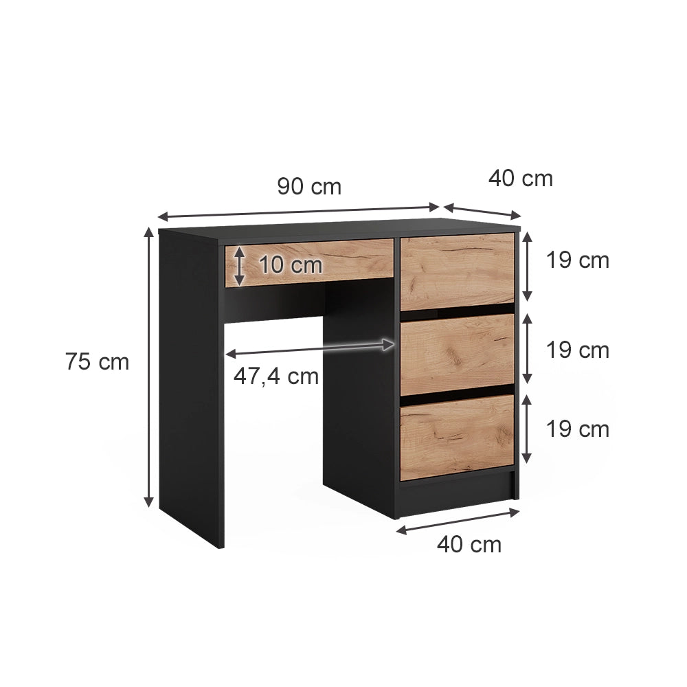 Vicco Tavolo da toilette Antracite/quercia dorata 90 x 75 cm Senza specchio