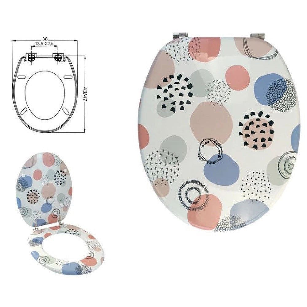 Trade Shop - Copriwater Copri Water Sedile Wc Bagno Universale In Mdf Sfere Astratte 87101 -        3,5