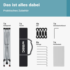 Gazebo pieghevole bianco, 2,5 x 2,5 x 2,7 m con chiusura centrale, Tenda per fiere eventi mercati