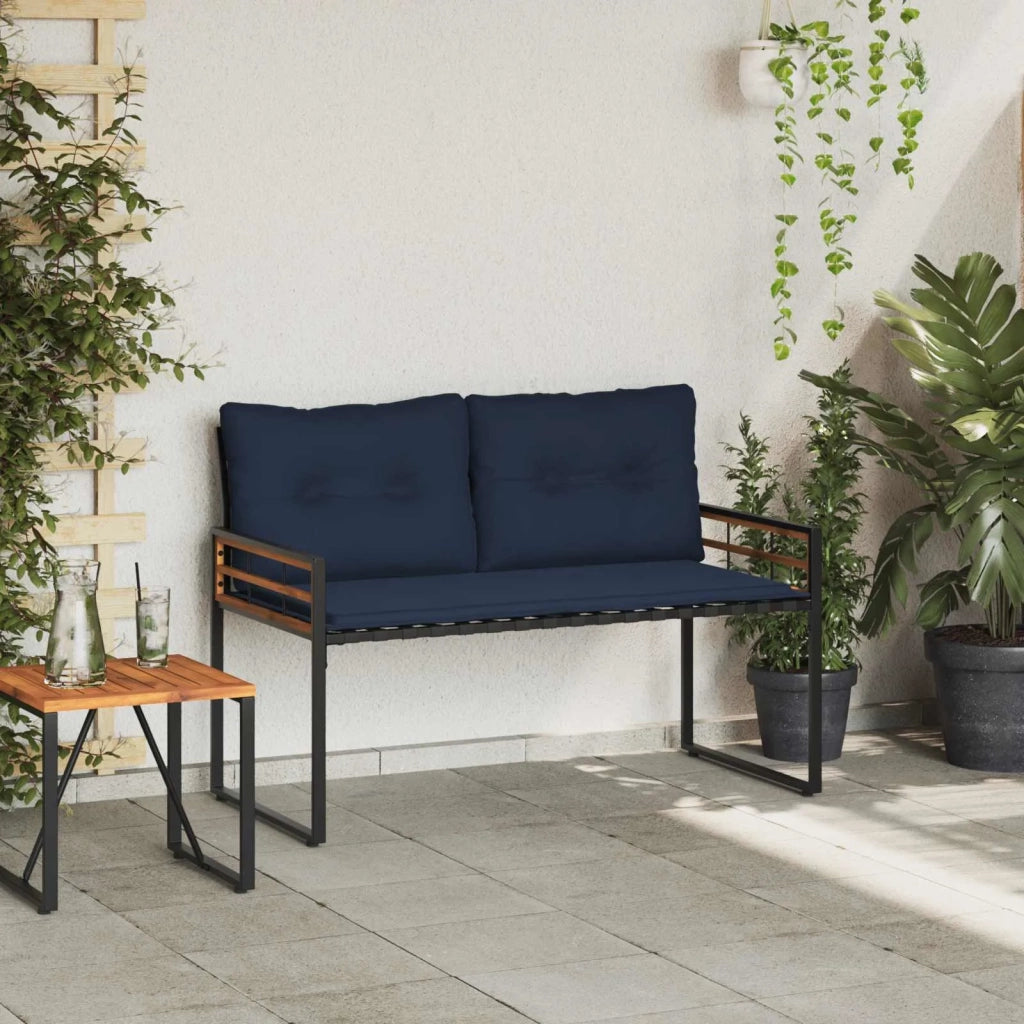 Panchetta in Legno a Strati con cuscino Navy 114 x 55 x 77 cm