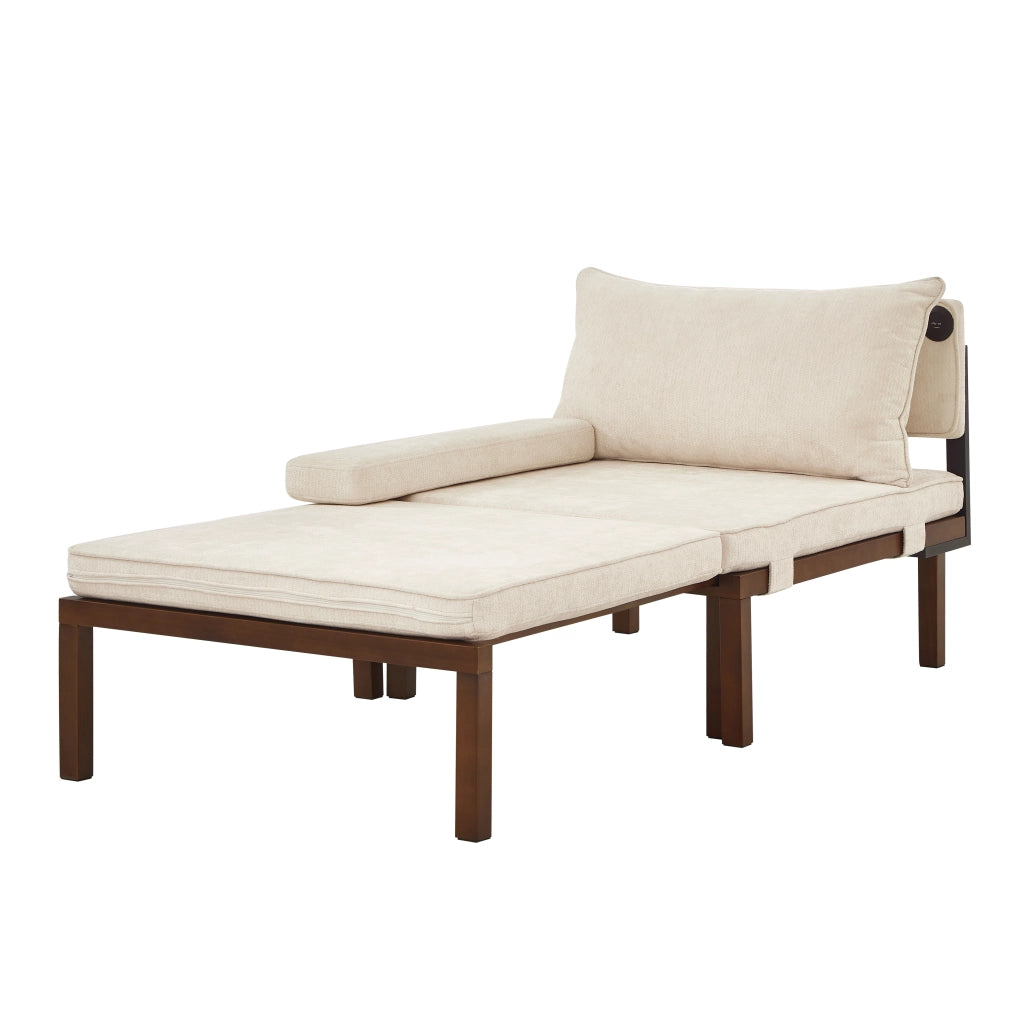 Divano Letto Singolo Pieghevole con Cuscino e Porte USB ¨C MINIMAL ¨C Beige