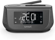 Radio digitale con sveglia (DAB DAB+ Bluetooth funzione ricarica USB orologio a radio FM 2 orari sveglia funzione fine settimana orologio a tempo programmabile regolazione luminosità) - Nero