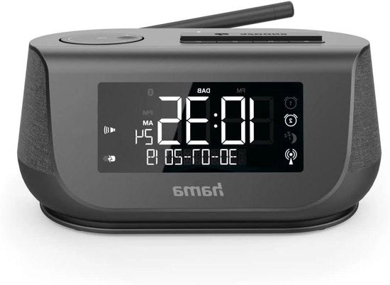 Radio digitale con sveglia (DAB DAB+ Bluetooth funzione ricarica USB orologio a radio FM 2 orari sveglia funzione fine settimana orologio a tempo programmabile regolazione luminosità) - Nero