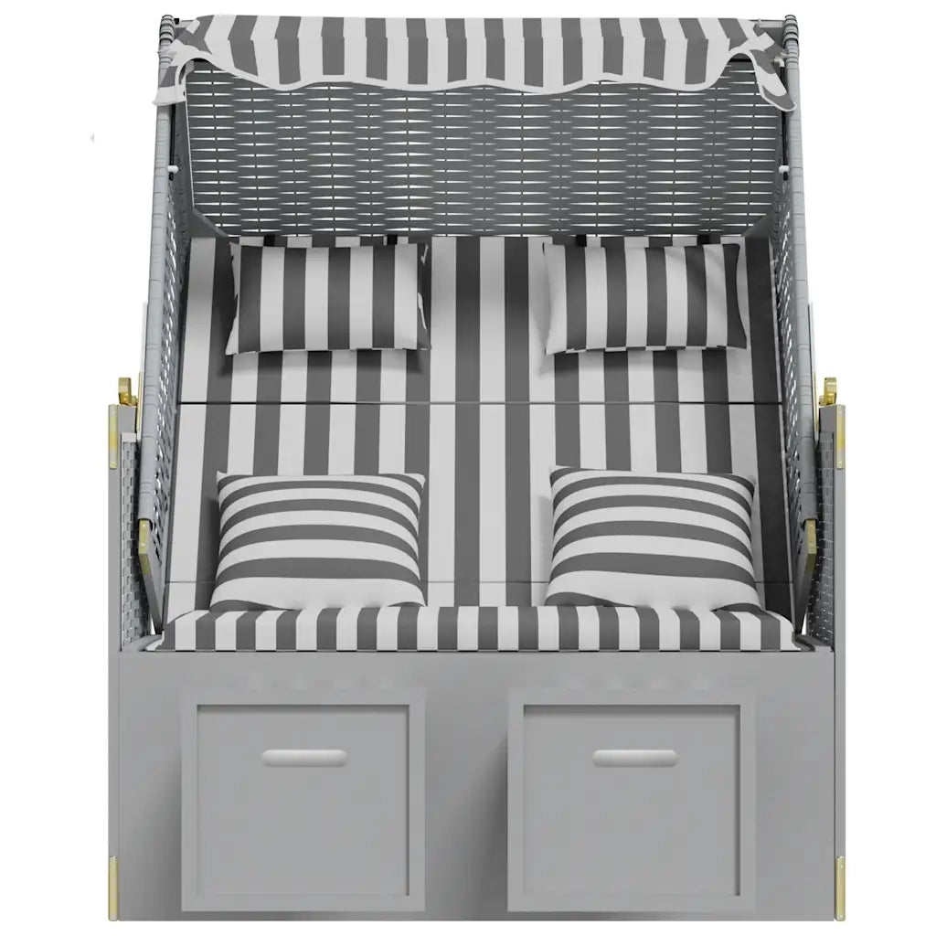Strandkorb Cuscini Polyrattan e Legno Massello Grigio e Bianco CFW8075382