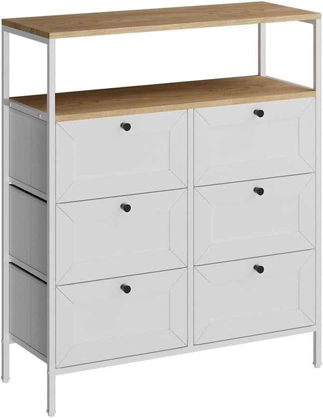 Cassettiera Belaro, Bianco, 80 x 95 cm 6 cassetti, adatto per riporre utensili da cucina e stoviglie