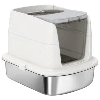 Lettiera per Gatti Chiusa a 2 Ingressi con Deodorante e Paletta, 52.4x41.3x39.8 cm, Bianco