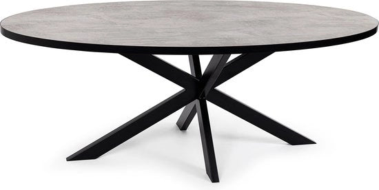 Tavolo da pranzo ovale 'Mees' 240 x 110 cm, colore nero / cemento