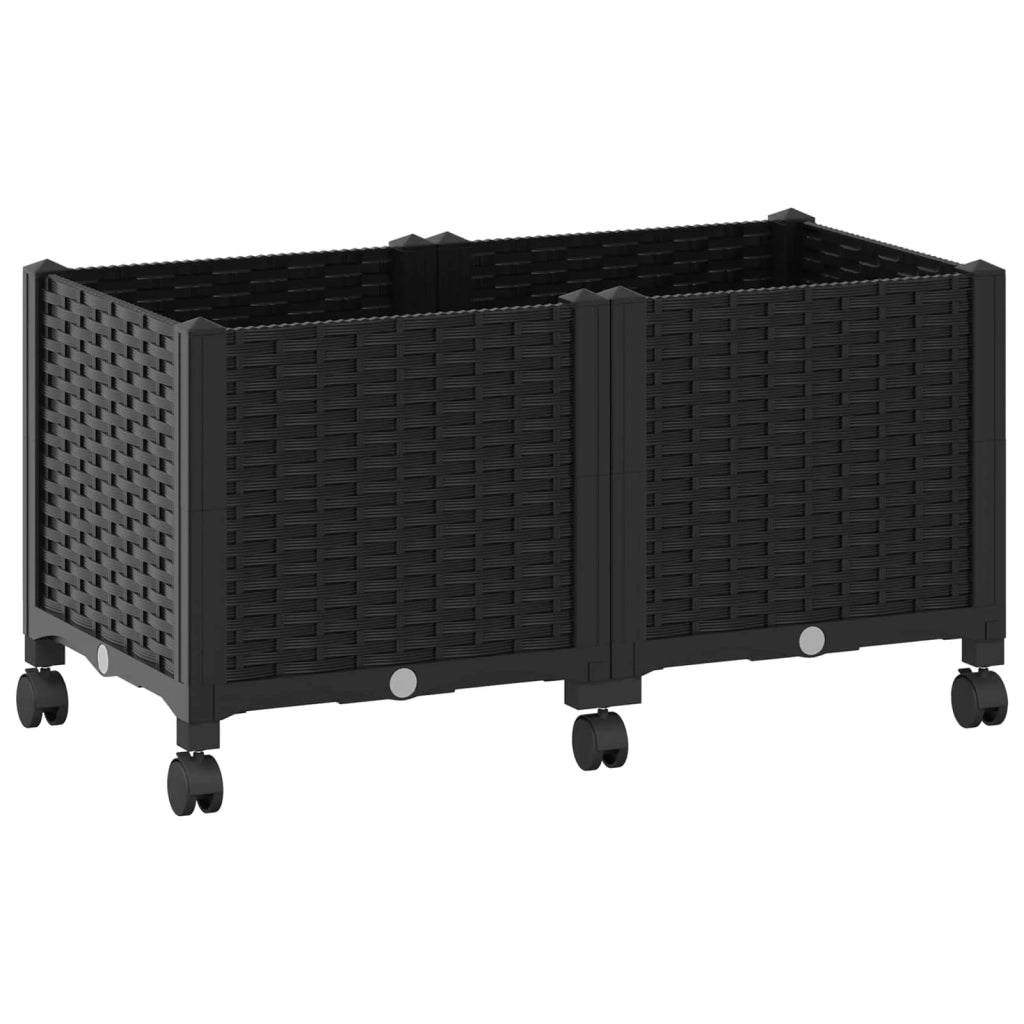 Vaso da Giardino con Ruote Nero 80 x 40 x 44 cm PP 3422960