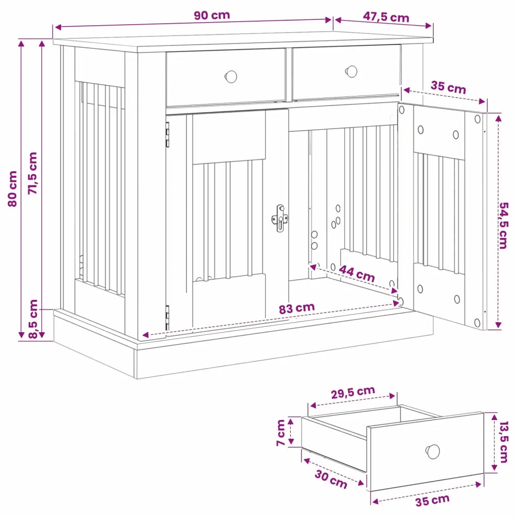 Mobile da cassa per cani Rovere Sonoma 90 x 47,5 x 80 cm 8014774