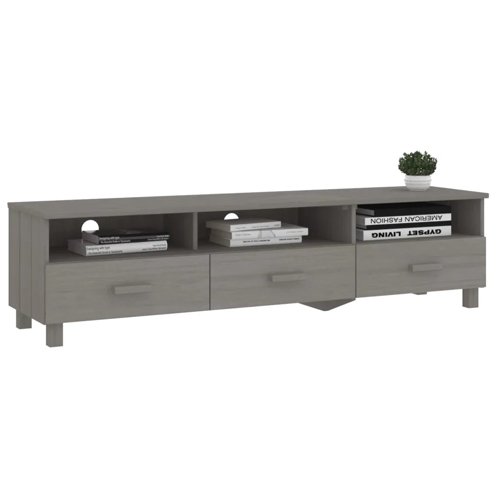 Mobile Porta TV Grigio Chiaro 158x40x40 cm in Massello di Pino