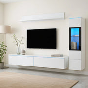 Cassettiera per TV bianca in truciolato lucido lunghezza 180 cm