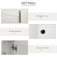 Armadietto 3 Ripiani Anta Design Moderno Salvaspazio da Parete Bagno e Cucina Legno 53x14,5x50.5cm Bianco