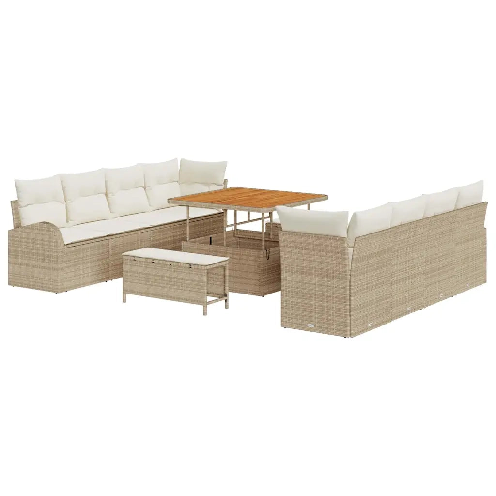 Set Divano da Giardino con cuscino 11 pcs Beige polyrattan 3362376