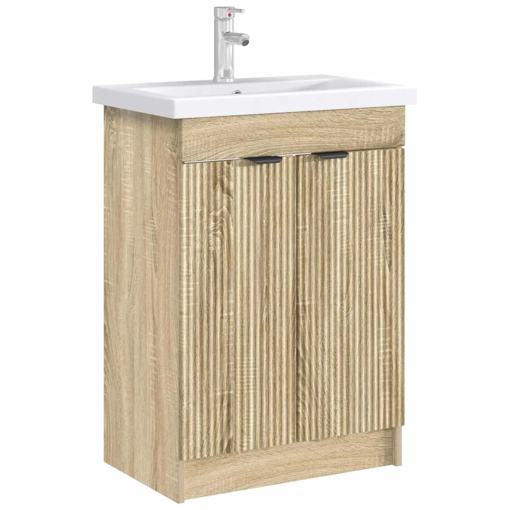 Armoire sous évier de salle de bain Chêne Sonoma