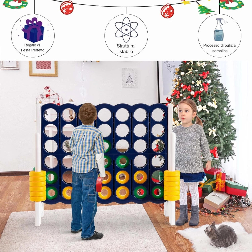 Forza Quattro da Interno ed Esterno da 104 cm, Forza 4 per Bambini ed Adulti con 42 Piedine, Gioco Educativo per Feste e Vacanze
