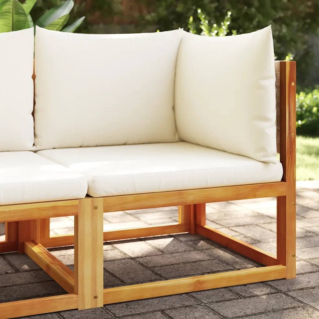 Divano da giardino angolare con cuscini in legno di acacia e rattan 4008176