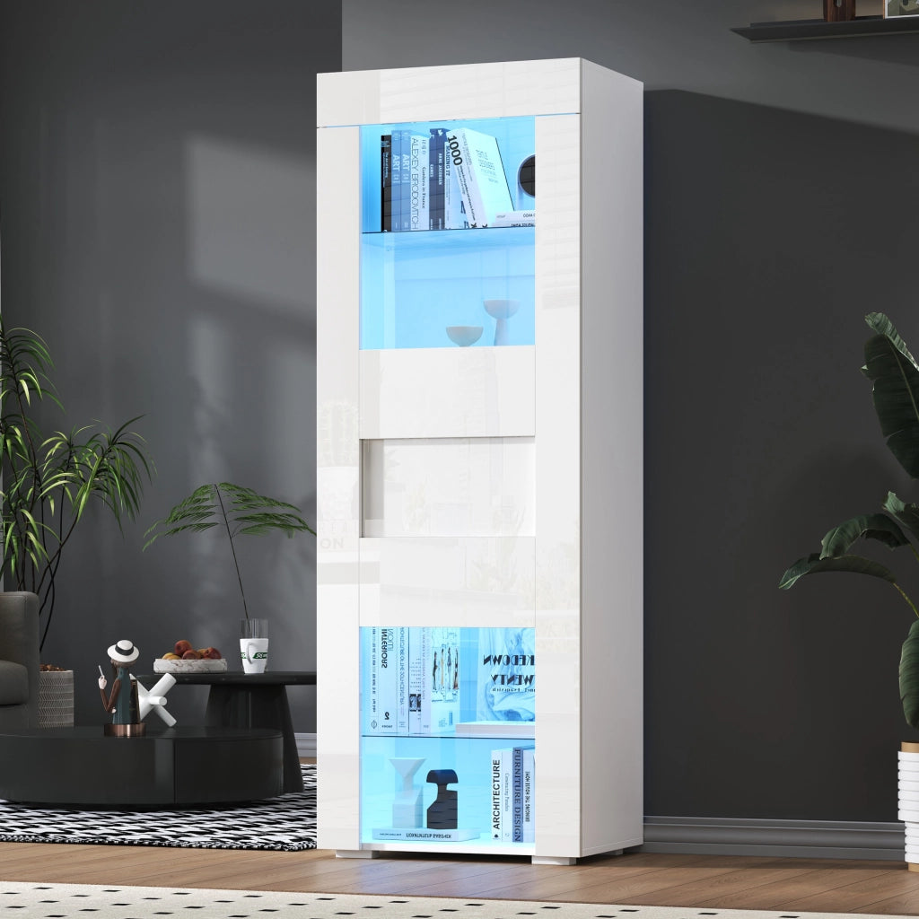 Vetrina con LED e anta in acrilico 60 x 40 x 170 cm; bianco