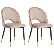 Set di 2 sedie da pranzo rivestimento in velluto grigio tortora gambe nere stile glamour retrò