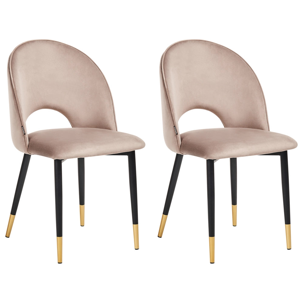 Set di 2 sedie da pranzo rivestimento in velluto grigio tortora gambe nere stile glamour retrò