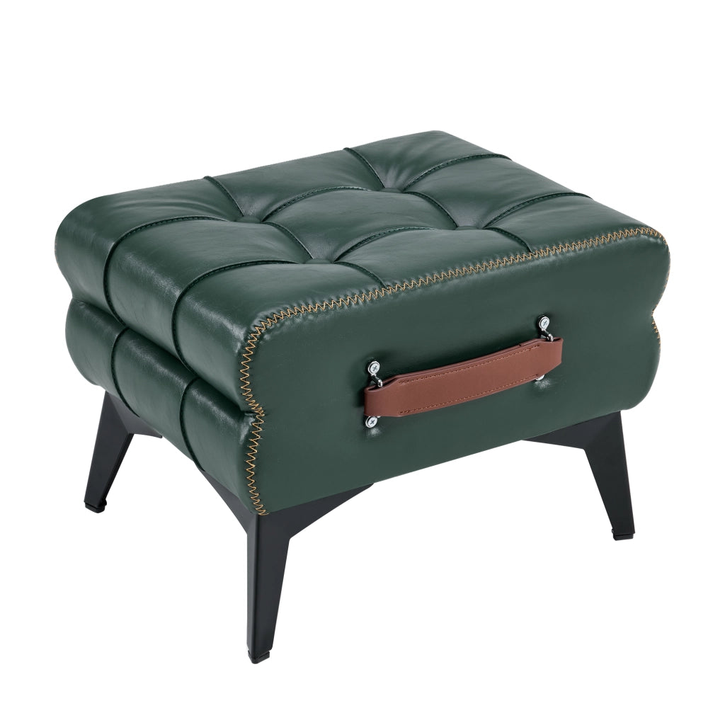 Pouf Poggiapiedi ¨C Xylo ¨C Verde, Similpelle, Gambe in Metallo