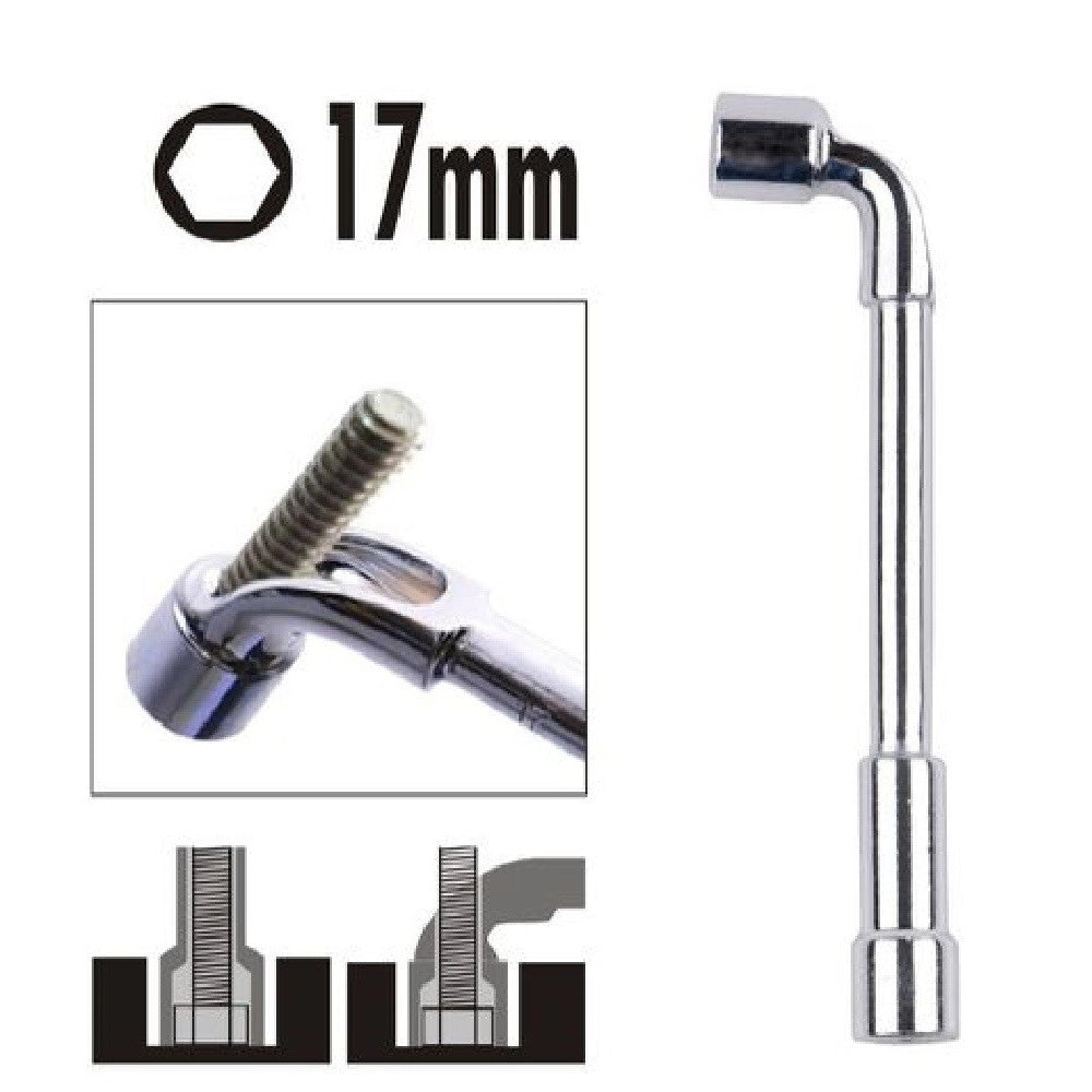 Trade Shop - Chiave Tipo L Bussola 17mm Bocca Esagonale Cromo Vanadio Acciaio 91625 Ferramenta -