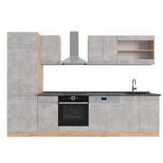 Cucina componibile R-Line Calcestruzzo/Rovere dorato 300 cm, PL Antracite Vicco