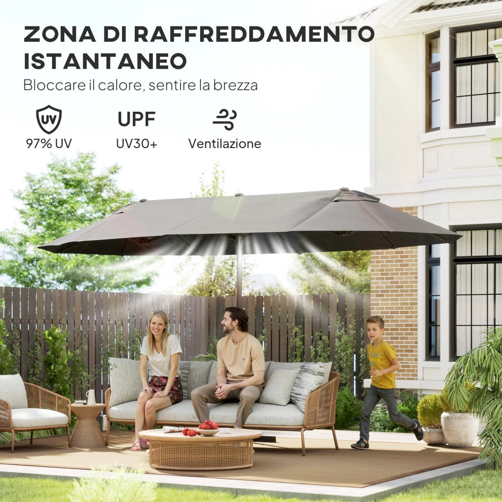 Ombrellone da giardino ¨C zephmum ¨C grigio, acciaio, poliestere, 455x265x238 cm