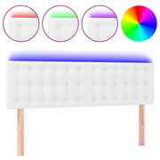 Testiera | Testata Bianca a LED 144x5x78/88 cm in Similpelle