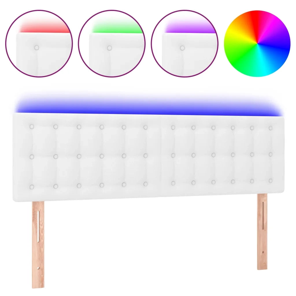 Testiera | Testata Bianca a LED 144x5x78/88 cm in Similpelle