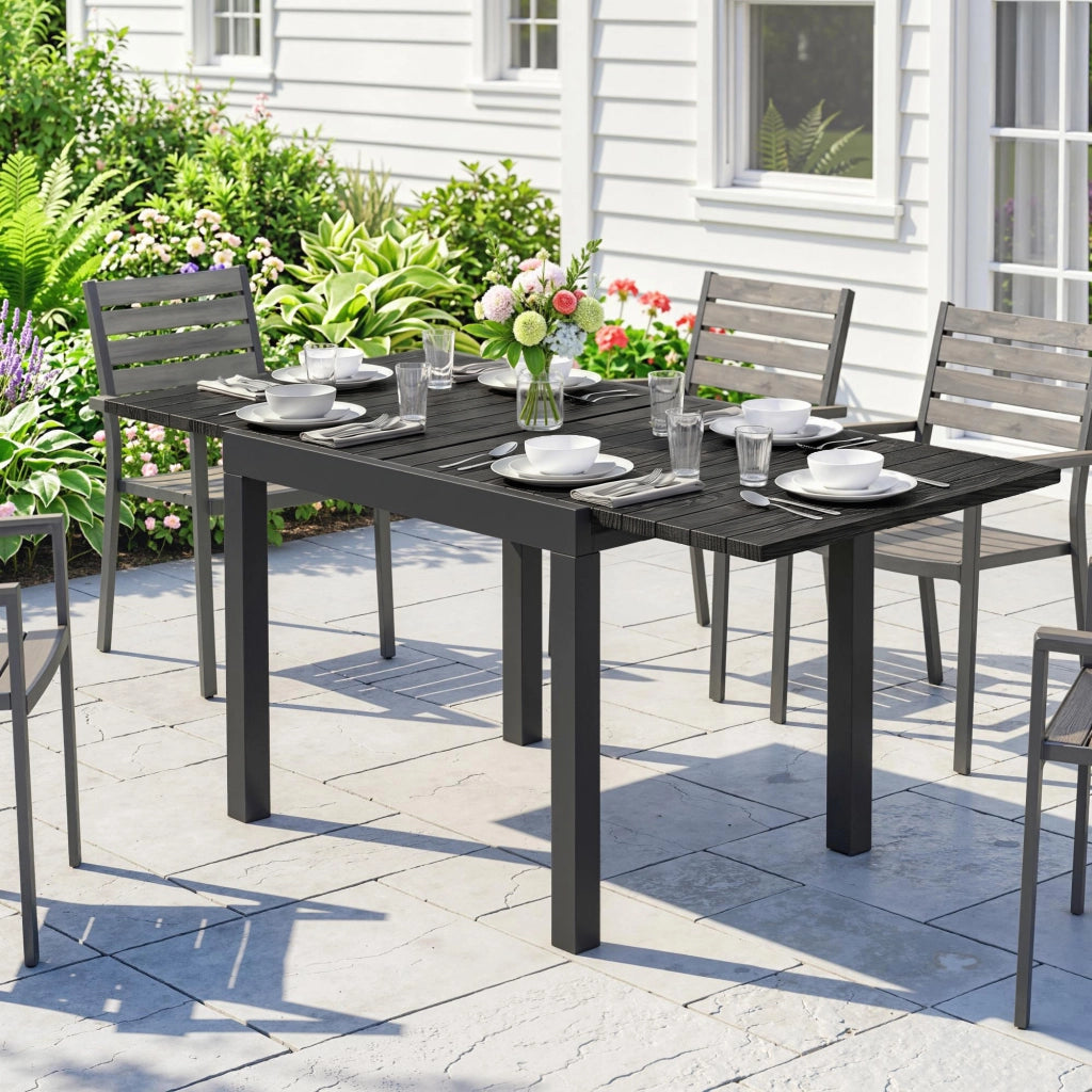 Tavolo da pranzo allungabile esterno ¨C zephmum ¨C effetto legno, nero, 80x160 cm
