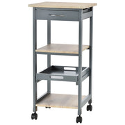 EasyComfort Carrello da Cucina Portavivande con Cassetto, 2 Ripiani e Vassoio Estraibile, 37x37x76cm, Grigio