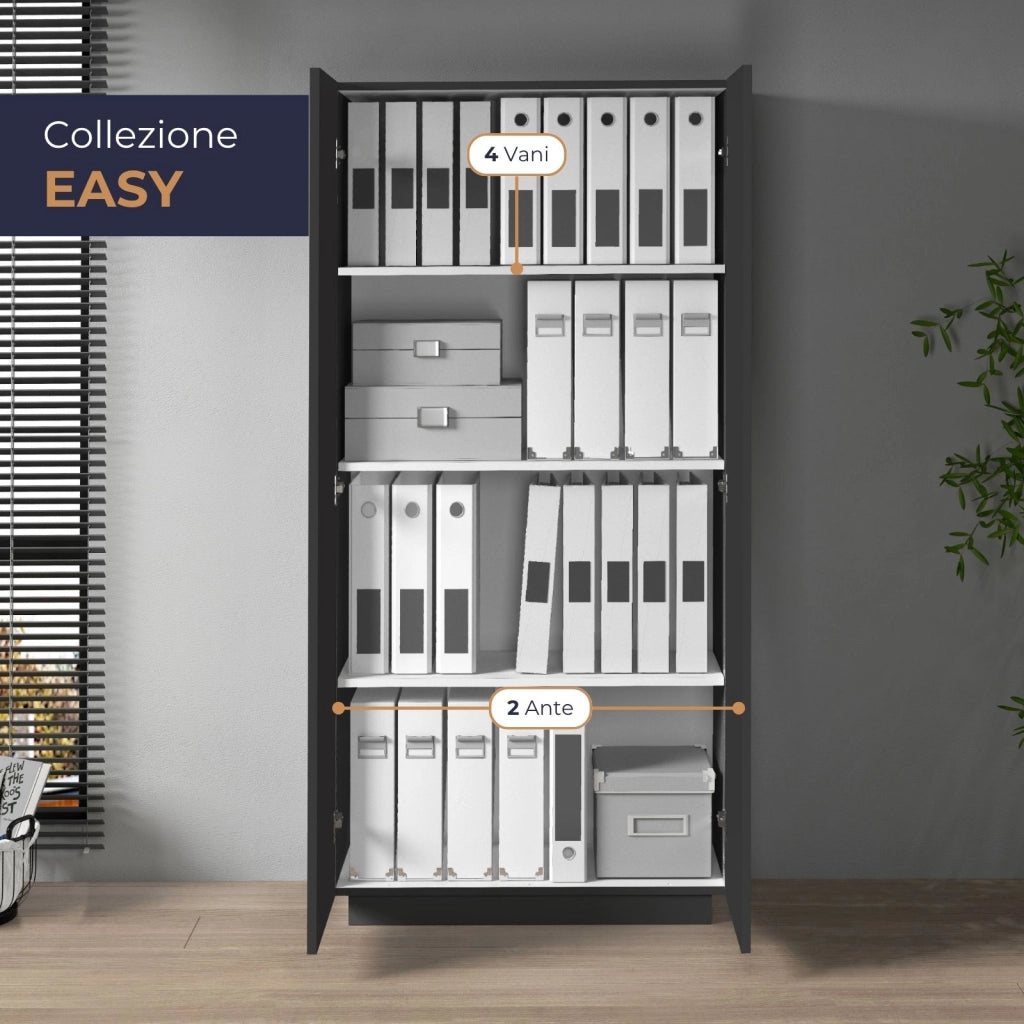 WHOUS Armadio multiuso Easy a 2 ante antracite opaco 79,20x38x166 cm