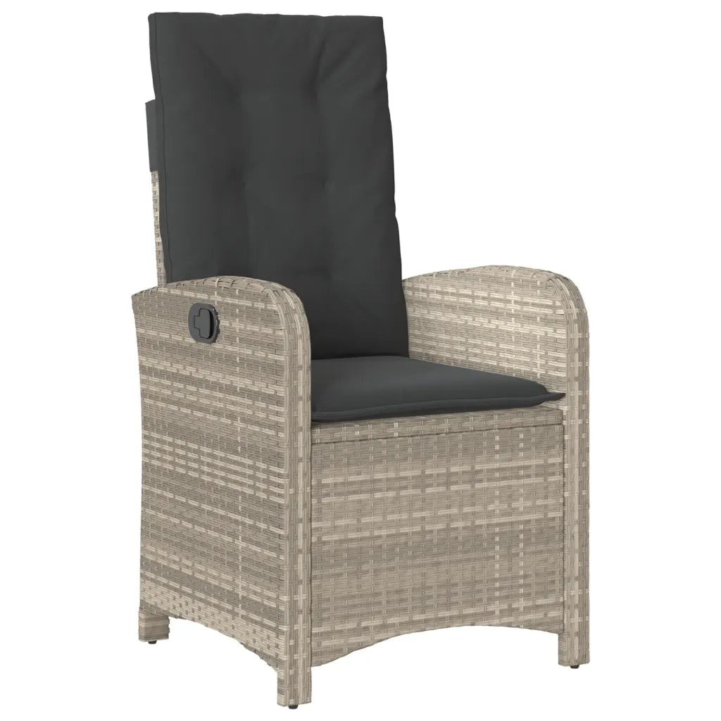 Set da Pranzo da Giardino 7 pz Cuscini Polyrattan Grigio Chiaro