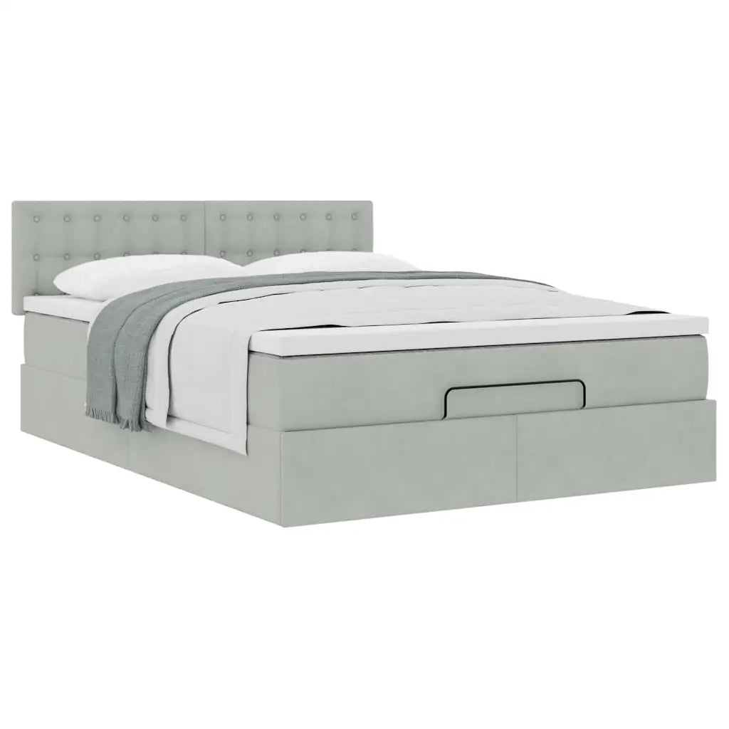 Struttura Letto Pouf con Materasso 140x190 cm Velluto 3311915