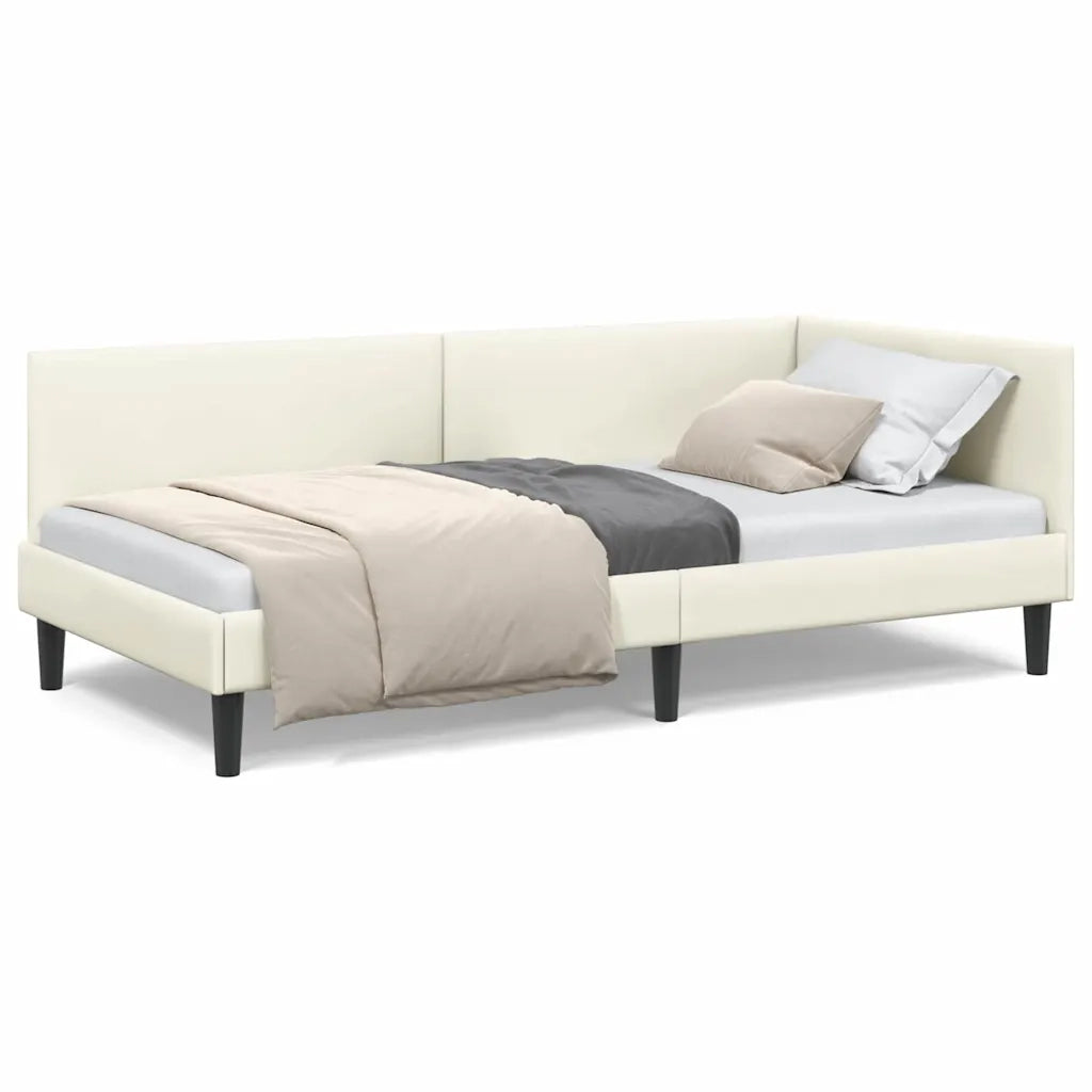 vidaXL Cornice del letto ad angolo Altro Crema 90 x 190 cm