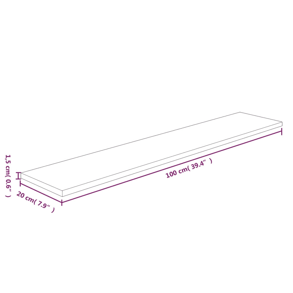 Ripiano 100x20x1,5 cm Legno Massello di Rovere Non Trattato 342923