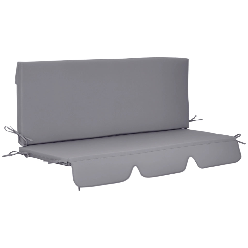 Set 2 Pezzi Cuscini per Dondolo da Giardino 3 Posti con Lacci Grigio Confortevoli e Resistenti 130x45x5 cm