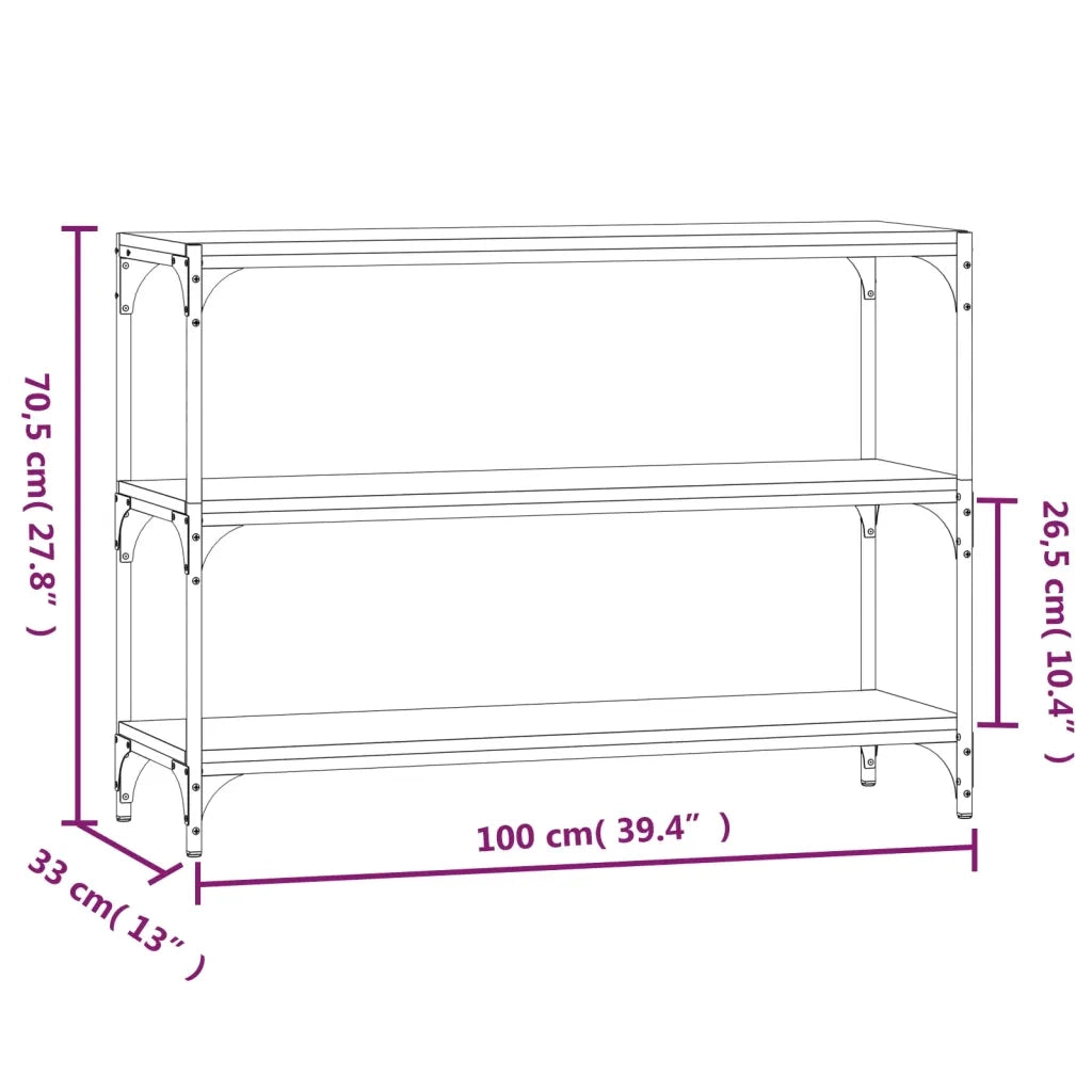 Libreria-Scaffale per Libri-Mobile di Stoccaggio Rovere Sonoma 100x33x70,5cm Legno Multistrato Acciaio