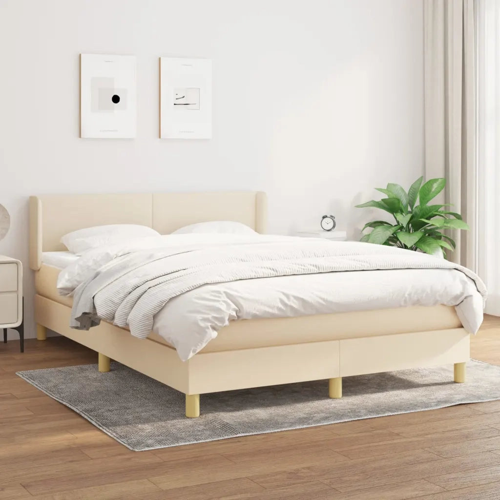 Giroletto a Molle con Materasso Crema 140x19 cm in Tessuto 3130110