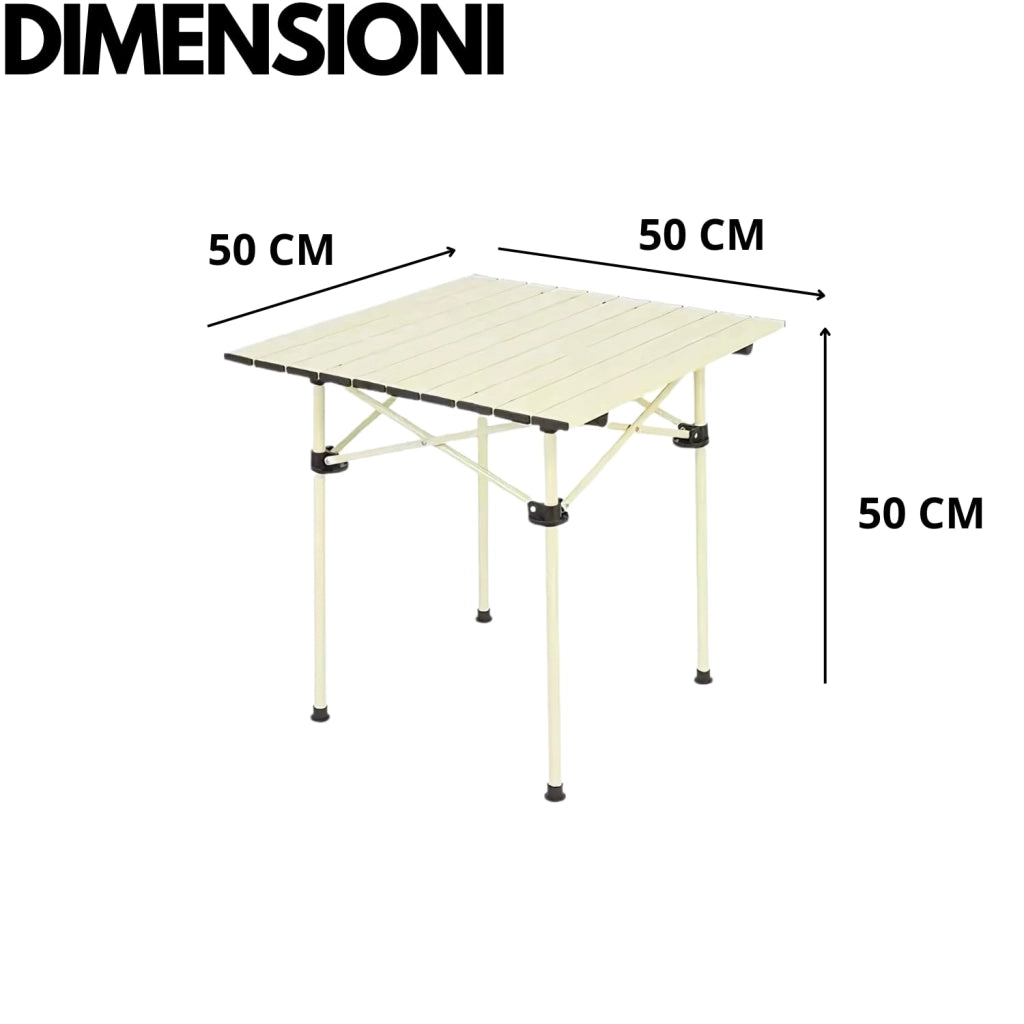 MOHOME Tavolino Pieghevole Salvaspazio Piccolo Tavolo Alluminio Dimensioni 50 x 50 x 50 cm Portatile Richiudibile Campeggio Picnic Balcone Spiaggia Casa Interni Esterni