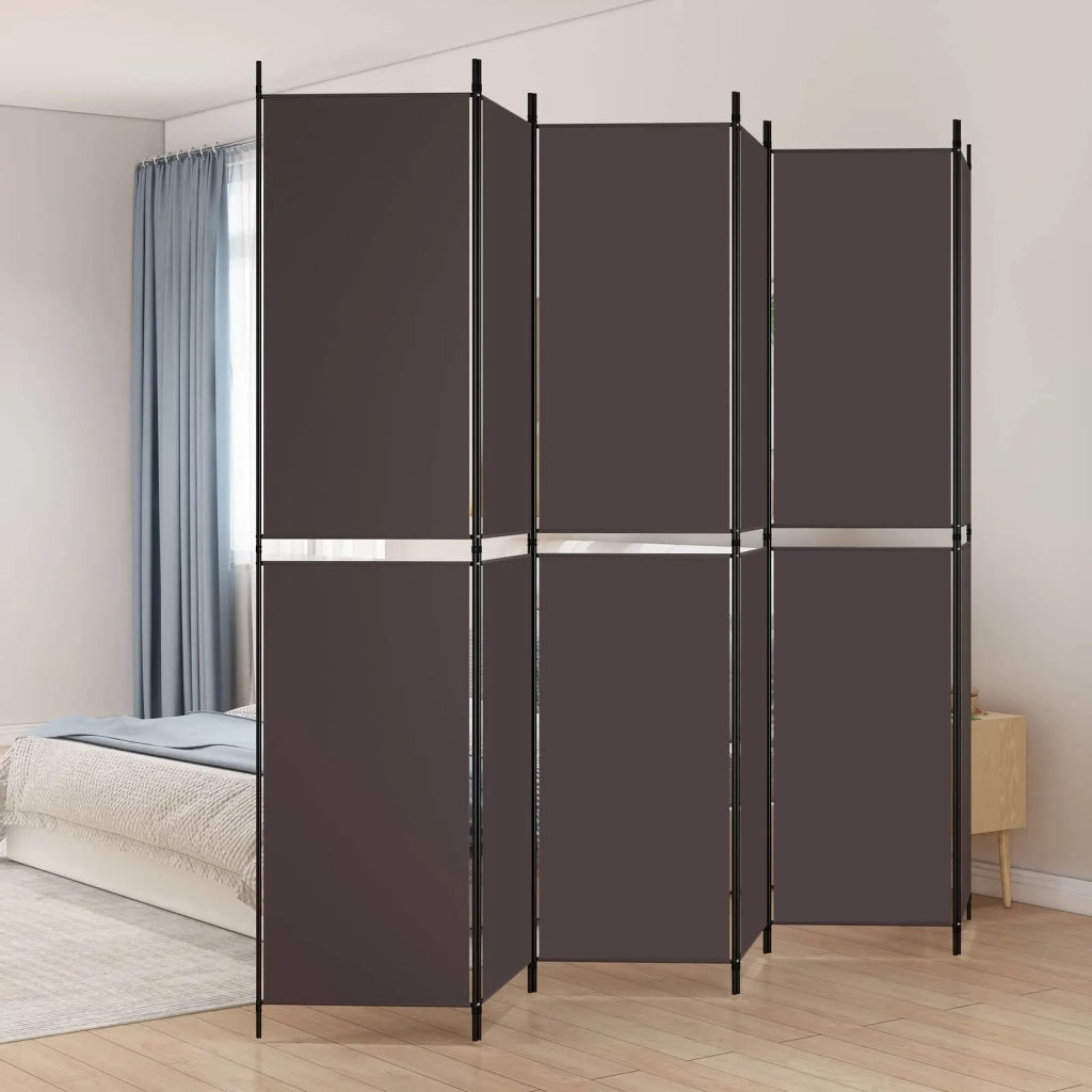 Divisorio a 6 Pannelli Marrone 300x220 cm in Tessuto 350255