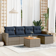 Set Divani da Giardino 6 pz con Cuscini Grigio in Polyrattan 3256432