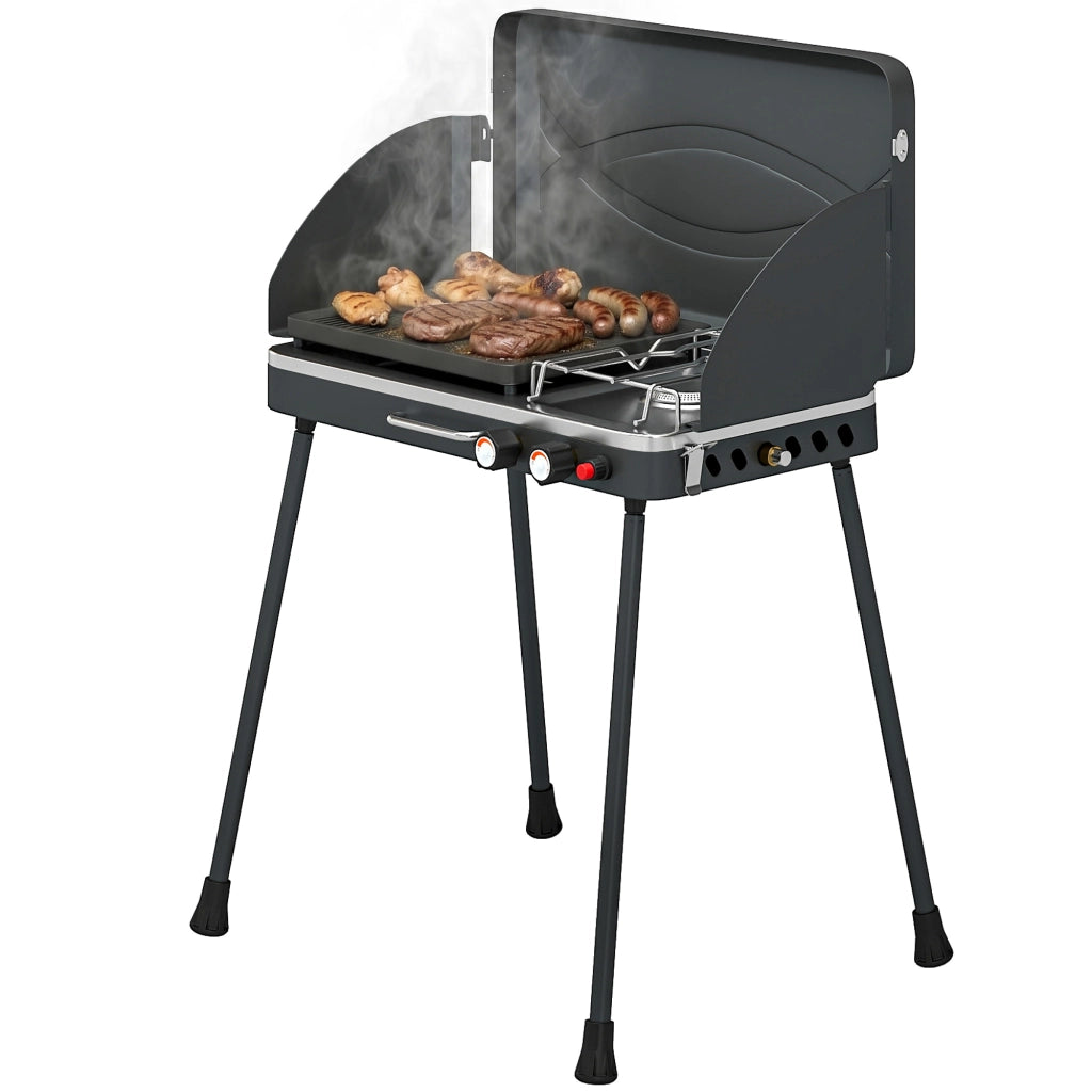 Barbecue a Gas Portatile 2 in 1 ¨C Minimal ¨C 7 kW Grigio