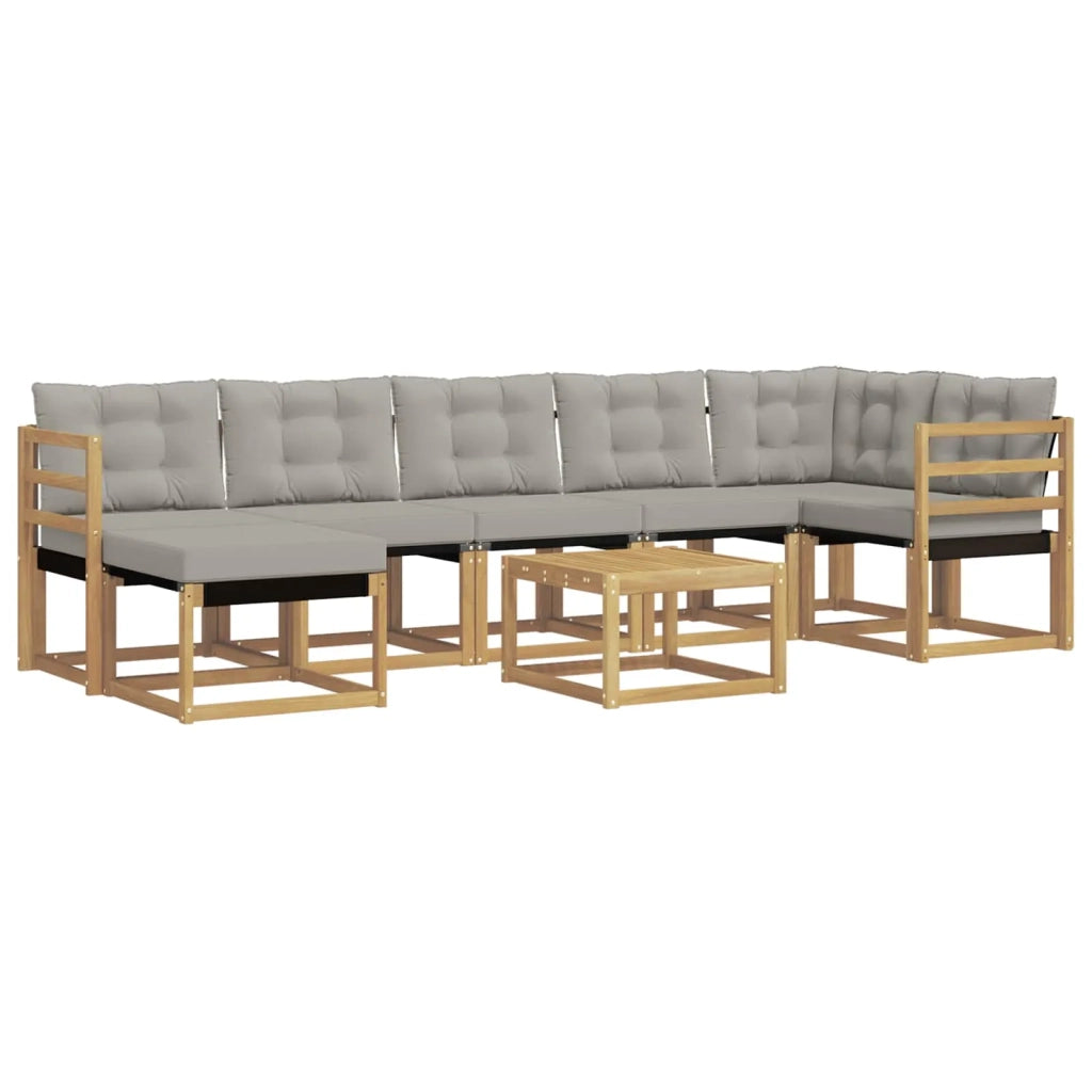 Set di divani da esterno 8 pcs Bianco e Grigio Chiaro