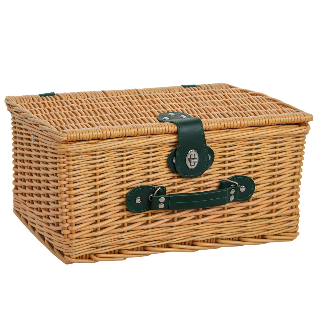 Cesta da Pic Nic per 2 Persone in Vimini con Area Termica e Cavatappi, 40x30x20 cm, Marrone Chiaro