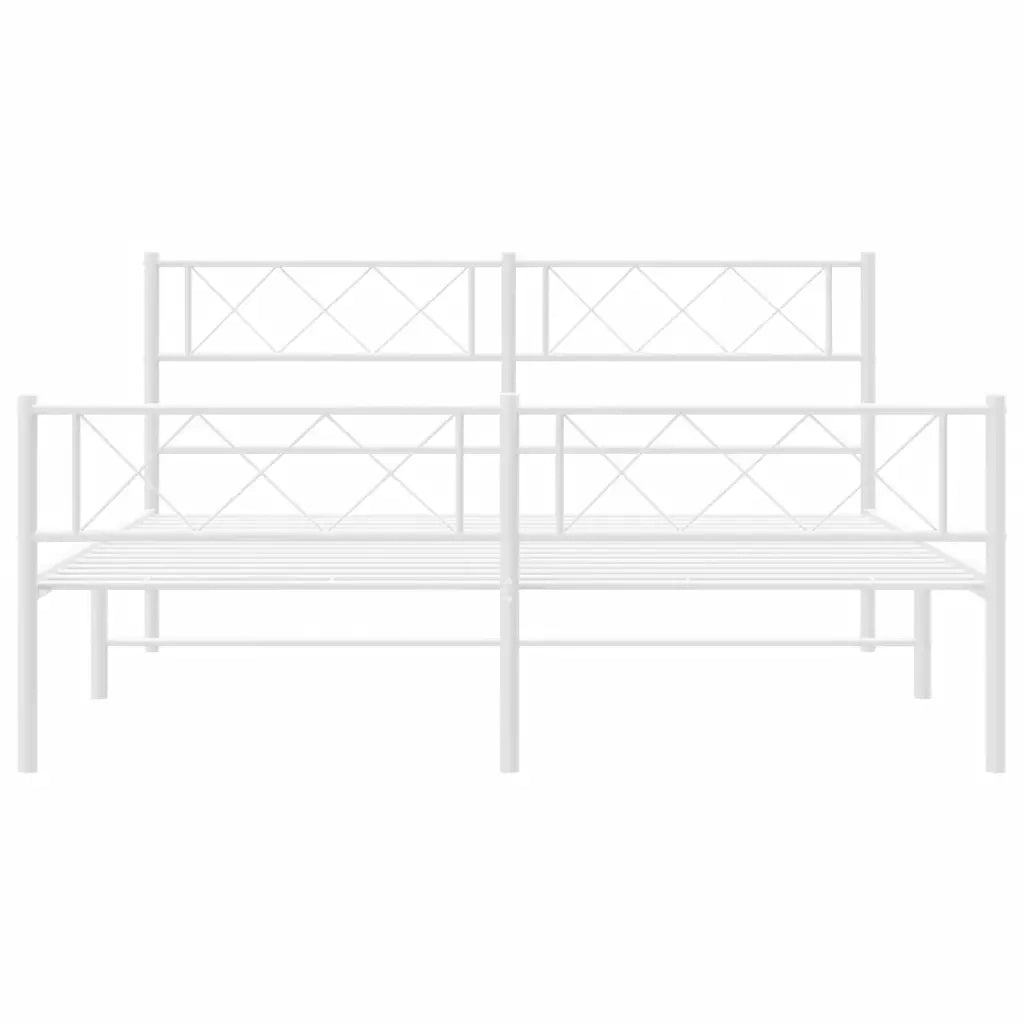 Giroletto con Testiera e Pediera Metallo Bianco 120x200 cm 372342